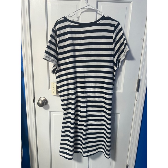 Sonoma Goods for Life Striped Maxi Dress Navy White Cotton Drawstring XL NEW - Picture 4 of 5